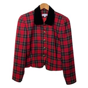 Red Plaid Cropped Women’s Jacket